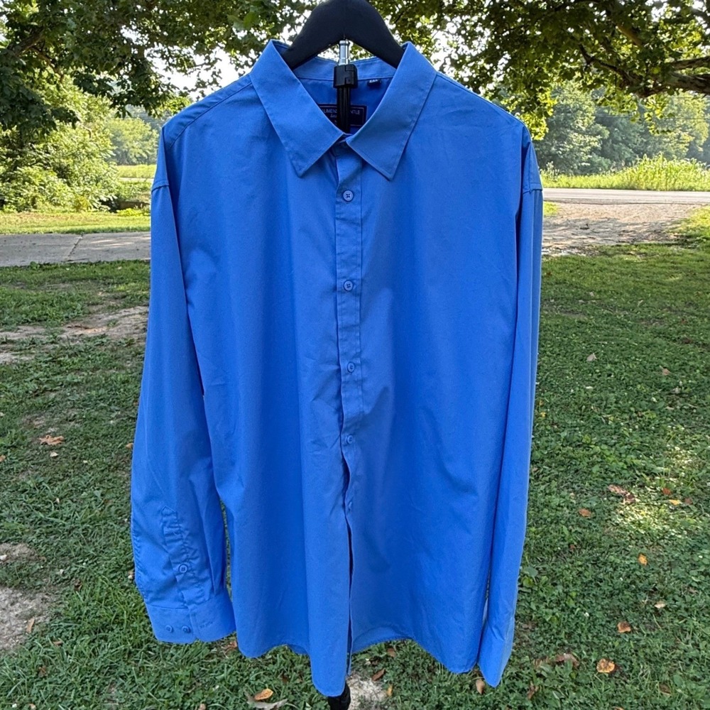 Alimens & Gentle Mens 2XL Blue Long Sleeve Button Down Shirt Regular Fit Italian